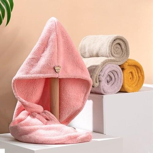 Girls Drying Hat Quick-dry Hair Towel Cap Hat Bath Microfiber Solid Towel Cap Super Absorption Bathroom Products