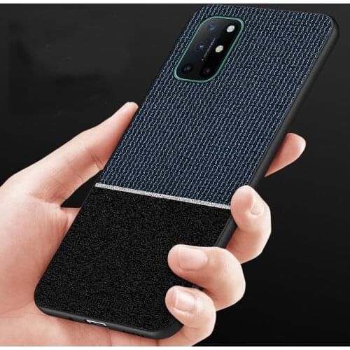 For OnePlus 8T Case Cloth pattern + leather pattern Splicing Business protective back cover case for one plus 8 Pro oneplus8T