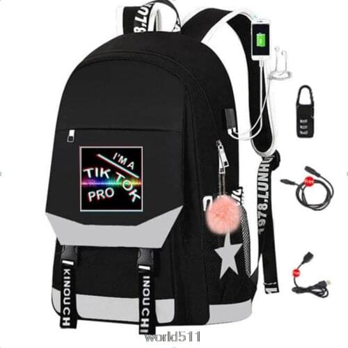 Tik Tok Travel Bag School Bag USB Charging Oxford Backpack Tik Tok Teenagers Backpack Laptop bag birthday Gift