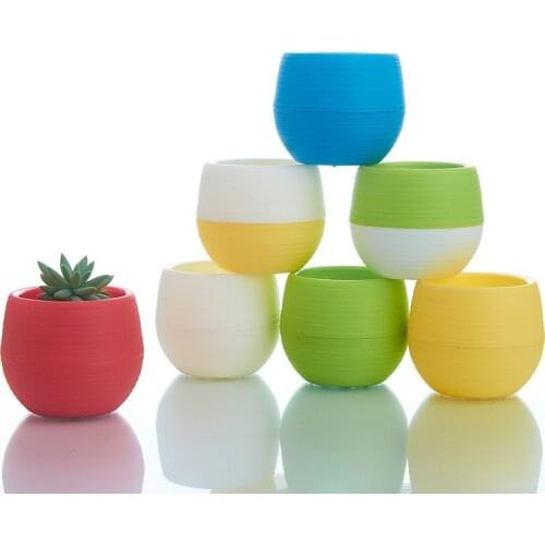 2Pc Mini Round Plastic Flowerpot Planting Succulent Plants Cactus Nursery For Home Office Desktop Decoration Garden Accessories