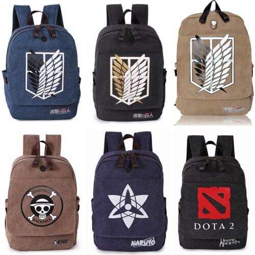 Cartoon Attack on Titan Gintama Game PS4 Dota Casual Student School Backpacks Unisex Adult Women Men Kids Canvas Shoulders Bags