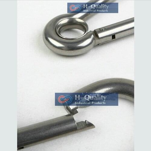 10PCS/LOT 7X70MM Stainless Steel 304 Carabiner Spring DIN5299C Snap Hooks with eyelet