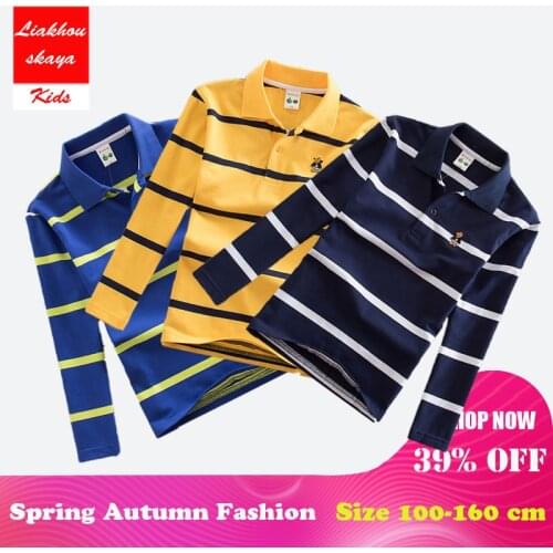 Liakhouskaya Brand Boys Tops 2018 New Long Sleeve Striped Boys Kids Fashion Polo Shirt Boys Tops Tees T Shirt Spring Autum 2-15T