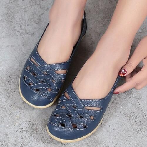 Loafers For Women 2021 Hollow Out New Moccasins WomenS Ballet Flats Pu Leather Female Shoes Woman Loafers Tenis Feminino