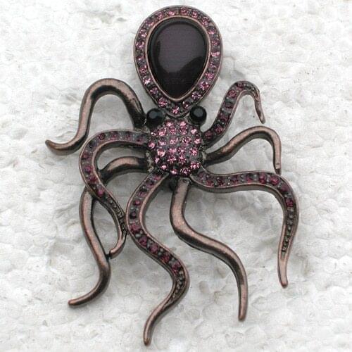 Fashion Brooch Purple Rhinestone Octopus Pin brooches C264 D3
