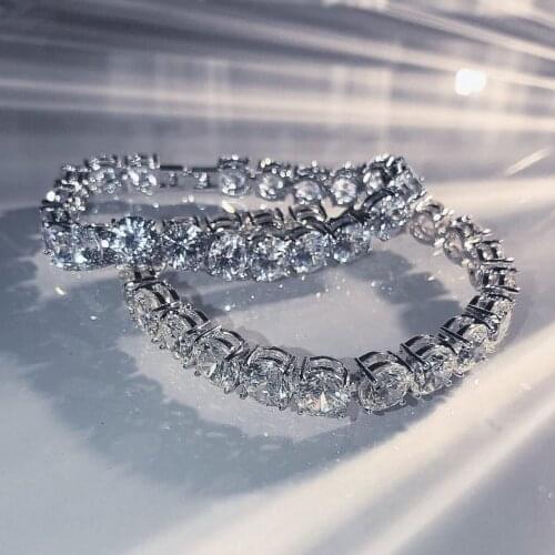 Trendy 8mm Lab Diamond Bracelet White Yellow Gold Filled Party Wedding bracelets Bangle for women men Fine Jewerly