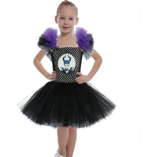 Couture Mal Costume Tutu Dress for Girls Halloween Costume Evil Queen Baby Kids Party Dresses Children Cosplay Costume Ball Gown