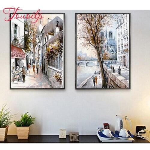 2pcs DIY diamond Embroidery Abstract Street European,5D diamond painting Cross stitch kit Needlework set embroidery with diamond