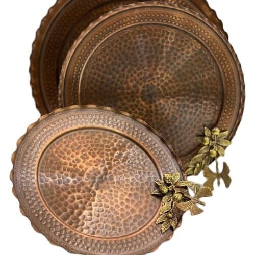 SET OF 3 copper cake stand vintage handmade rustic wedding cake stand copper dessert stand decorative bowl hammer pure plates