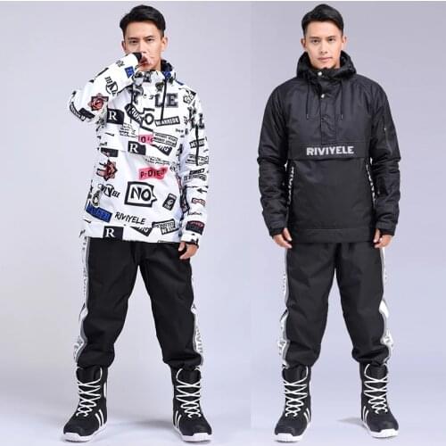 New Winter Men Ski Suit Ski Hoodie Set Warm Thermal Sports Windproof Waterproof Jacket Ski Pants Mens Skiing Snowboard Suits