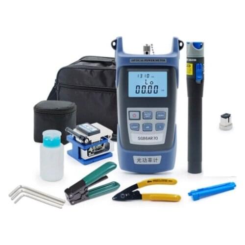 FTTH fiber optic tool kit FC-6S Fiber Cleaver Optical Power Meter 1MW/10MW/20MW/30MW Visual Fault Locator with Stripping Pliers