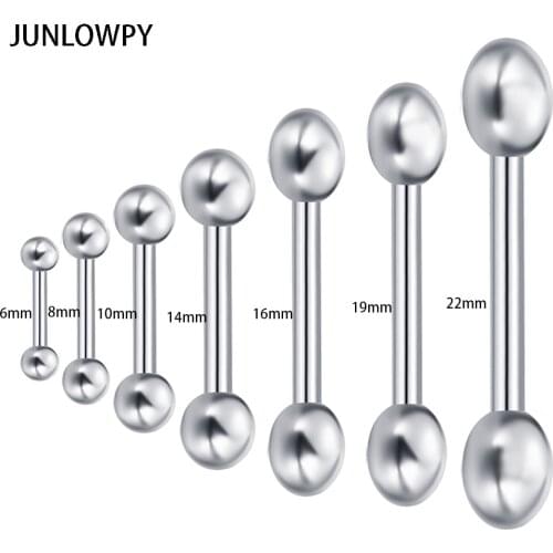 JUNLOWPY Wholesale Tongue Barbell Ring Bars Stainless Steel 70pcs/lot Mix 7 Sizes 6-22MM Body Piercing Jewelry Tongue Rings