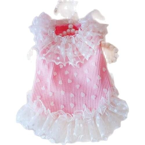 Princess Dog Cat Dress Tutu Hearts&Lace Design Pet Puppy Fairy Skirt Spring/Summer Clothes Outfit 5 Sizes