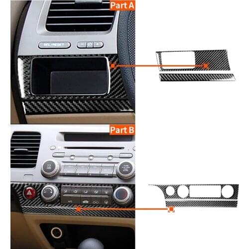 Fit For Honda Civic 8 Gen 2006-2011 Carbon Fiber Stickers Air Conditioning Panel Headlight Switch Frame Accessories for civic