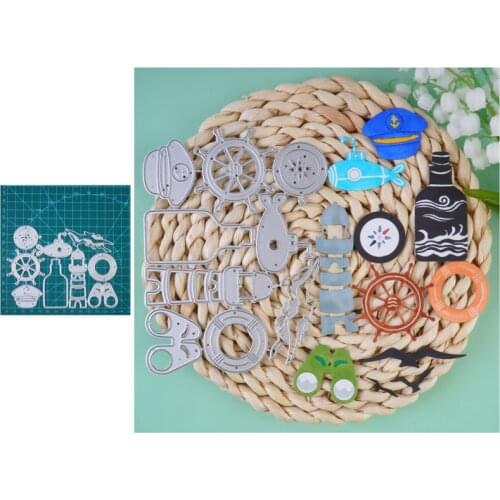 Submarine Rudder Anchor Lighthouse Telescope Seaman Metal Cutting Die Sailing Tool Die Cuts For Card Making DIY Crafts Cards New