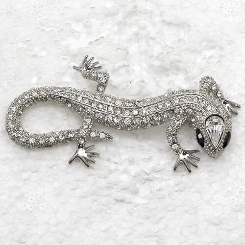 Clear Rhinestone Gecko Pin brooches C2003 A