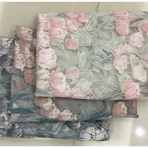 Mesh carnation embroidered full width Lace fabric Lace fabric 1yard 130cm