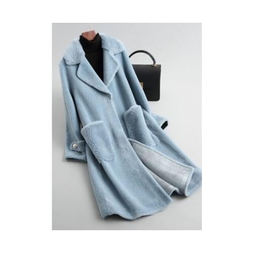 New Women Winter Real Fur Overcoat Sheep Shearing Lady Casual Warm natural Sheep Lamb Wool Fur Coat long big size F1110