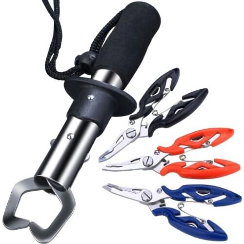 Sougayilang High Quality Compact Fishing Grip Stainless Steel Fish Lip Gripper Fishing Tackle Tools Fish Lip Gripper Set