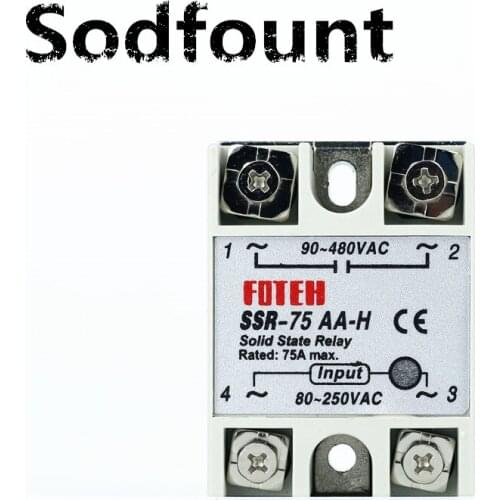 Free shipping solid state relay SSR-75AA-H 75A actually 80-250V AC TO 90-480V AC SSR 75AA H relay solid state Resistance Regulat