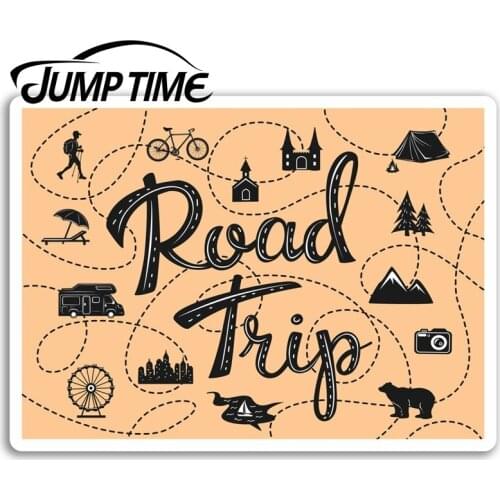 Jump Time for Road Trip Vinyl Stickers Adventure Cool Travel Sticker Luggage Truck Window Bumper Decal Waterproof Accessories