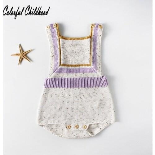 Vintage baby boy/girls romper clothes Autumn winter cotton knitted strap jumpsuit kids overalls newborn body pajamas 0-24m