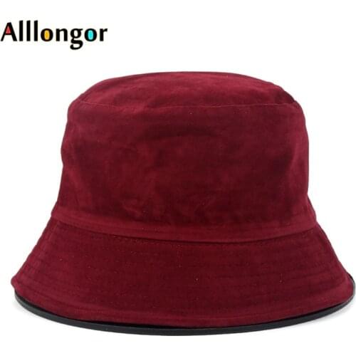 New Autumn 2020 Winter Suede vintage Bucket Hat Women Hip Hop korean bob chapeau panama fisherman Cap