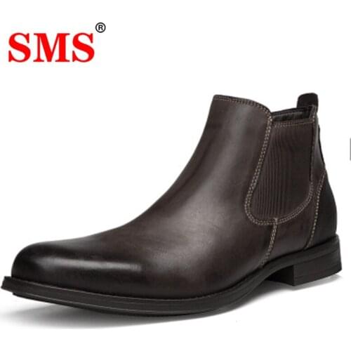 SMS Winter Boots For Men Chelsea Boots Oxford Boots British Style Pointed Toe Sneakers Business Short Boots Warm Casual Boots