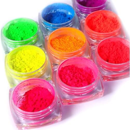 1 Box Neon Pigment Nail Powder Nail Decor Gradient Nail Fluorescence Glitter Shinny Dust Ombre DIY Manicure Nail Art Decoration