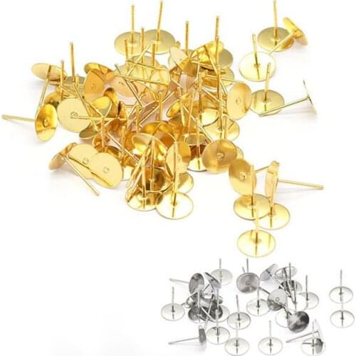 100Pcs Stainless Steel Flat Piece Ear pins 316 Environmental Allergies Diy Titanium Steel Wafer Stud Earrings Accessories 3-12mm