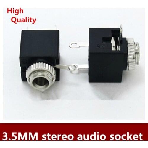50PCS/LOT 3.5MM stereo audio socket 3.5 dual channel socket with nut