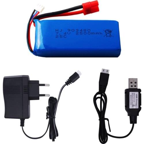 7.4V 2500mAh 25C Lipo battery Banana Plug for Syma X8C X8W X8G X8 RC Drone toys accessory 2S 903480 7.4 V Battery with Charger