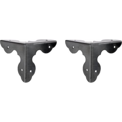 8pcs Luggage Case Box Corner Brackets Decorative Corner For Furniture Decoration Triangular Rattan Carved Black Color 33*33*33mm