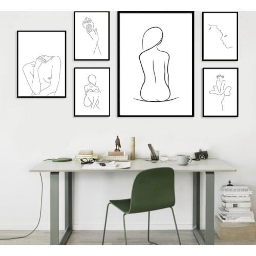 Abstract Lady Line Body Figure Picture Home Decor Nordic Canvas Painting Wall Art Minimalist Posters and Prints for Living Room
