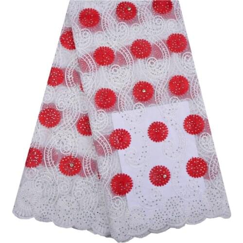 African Lace Fabrics White Red Color Guipure Lace Fabric 2018 High Quality Nigerian Cord Lace Fabric For Wedding Dresses F1256