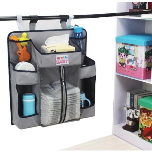 Promotion! Storage Bag Baby Crib Bed Brand Cotton Crib Organizer Nursery Hanging Storage Bag Cotton Cartoon 52*48cm 4colors