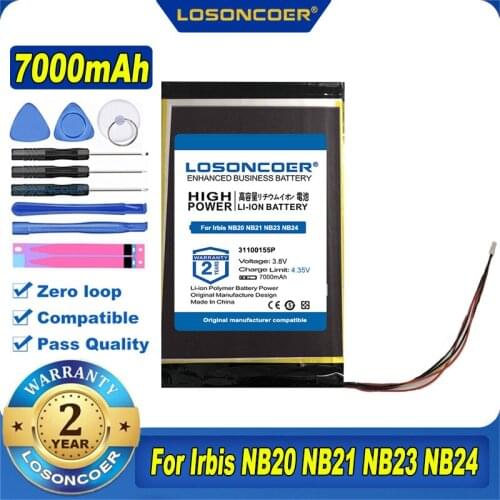 LOSONCOER 7000mAh Battery For Irbis NB20 NB21 NB23 NB24 NB26 NB28 WTL-31100155P 31100155P 3275155P 3.8V 22.8Wh Laptop Battery