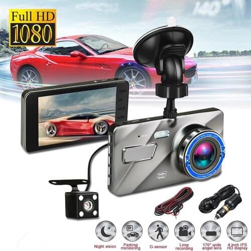 4 inches 1080P dual lens 170degree HD camera car dvr dash auto vehicle video recorder g-sensor night