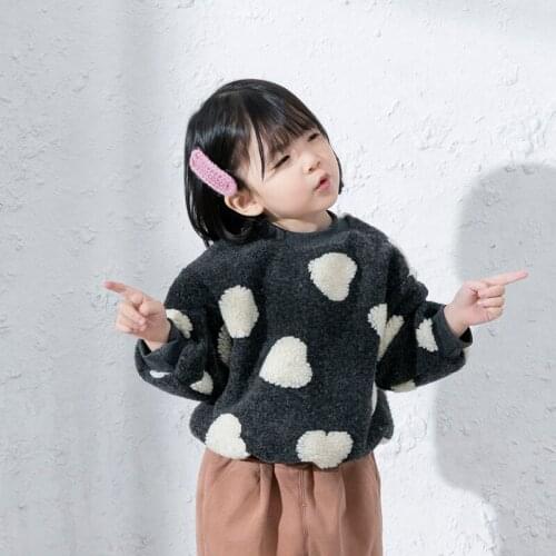 Girls Plus Velvet Sweater 2018 Autumn Winter Korean Baby Girl Thickening Sweaters Coats Kids Pullovers Long-sleeved Tops Outwear