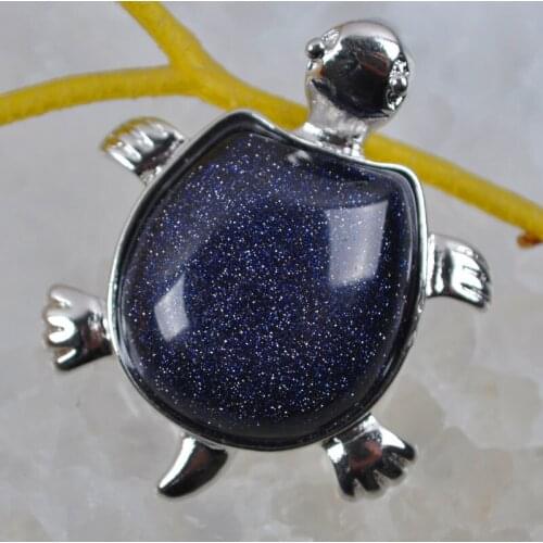Natural Blue Sandstone Bead GEM Pendant Jewelry For Gift Turtle S355