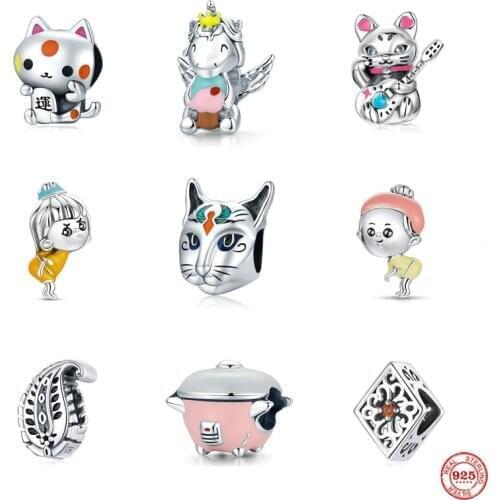 NEW European Rice cooker Leaf Bead Fit Original Pandora Charms Silver 925 Bracelet Jewelry DIY Accessories Girl Baby Women