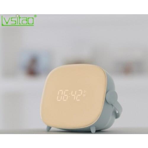 Wake Up Light Alarm Clock Tv Clock Light Gradient Rotary Button Switch Portable Sunrise Analog LED Light