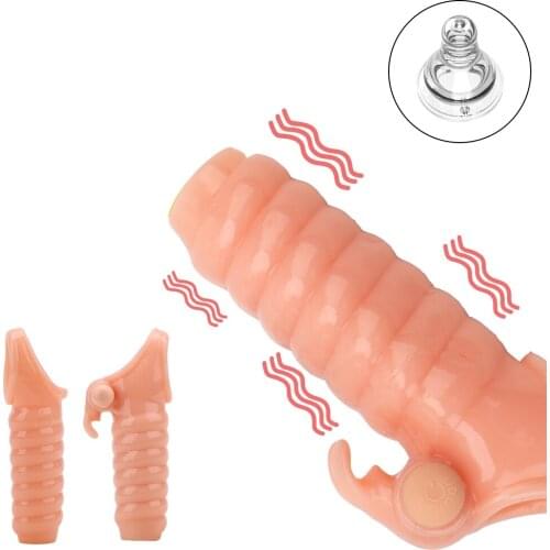 Erotic Vibrating Sleeve Reusable Sex Toys for Men Dildo Extender Penis Enlargement Rings