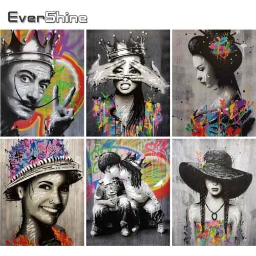 EverShine Picture By Numbers Girl Portrait DIY Drawing Canvas Graffiti Woman Hand Painted Wall Art Home Decoration