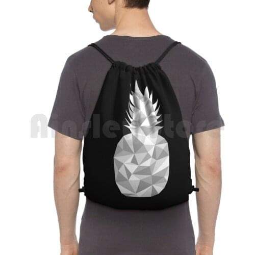 Geometric 2 ( Silver ) Backpack Drawstring Bags Gym Bag Waterproof Shapes Shape Silver Gray Grey White Black And White