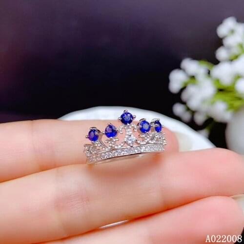 KJJEAXCMY boutique jewelry 925 sterling silver inlaid natural sapphire ring delicate ladies elegant Crown ring support testing