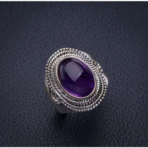 StarGems Natural Amethyst Handmade 925 Sterling Silver Ring 8.25 E2490
