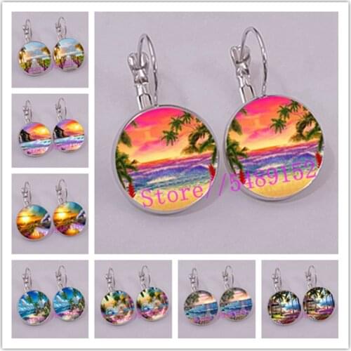 Beautiful beach earring Maldives scenery earring ocean landscape charm earring beach coconut tree relax gift travel jewelry