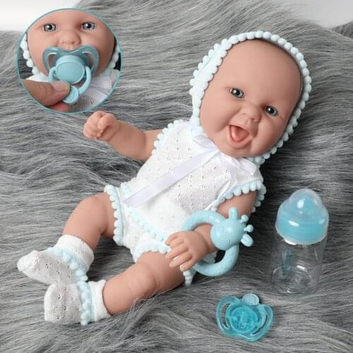 30cm Simulation lifelike bebe reborn doll 12 inch waterproof Silicone lovely newborn baby Feeding bottle Fashion clothes toys