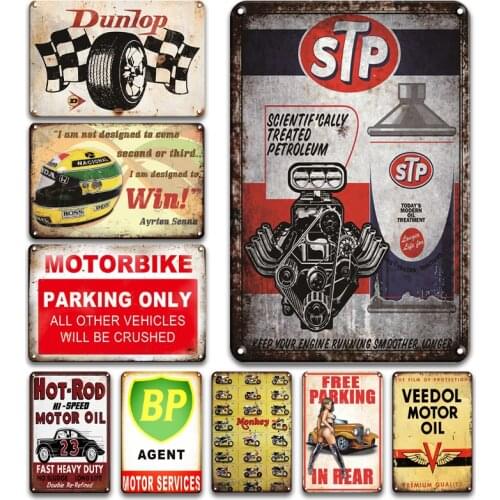 Hot Rod Motor Oil Vintage Metal Sign Garage Man Cave Decorative Wall Sign Retro Motorcycle Metal Poster Creative Metal Crafts